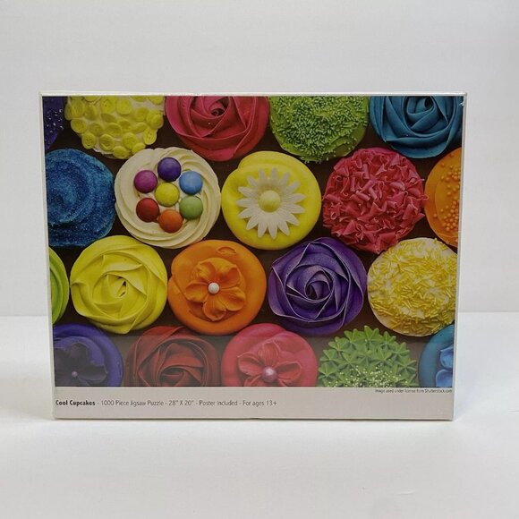 Colorcraft Cool Cupcakes 1000 Puzzle 28" X 20" Includes Poster Bright Colors Foo - Picture 2 of 2
